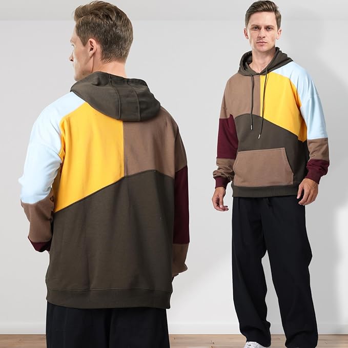 Heren Bedrukte Sweatshirts | Warme Kap in Kleurvlakkenstijl