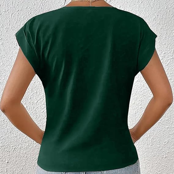 Dames Zomerse Elegante Top | V-hals, Gedraaid Voorpand