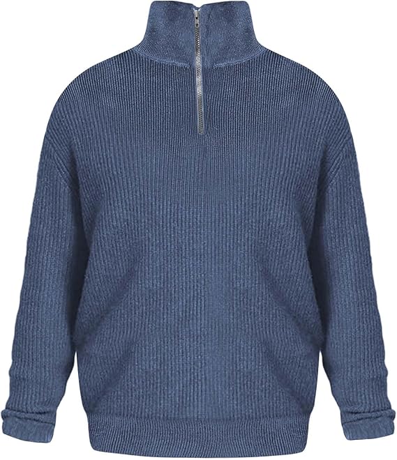 Heren Gebreide Herfst Pullover | Half-Rits, Geribbeld