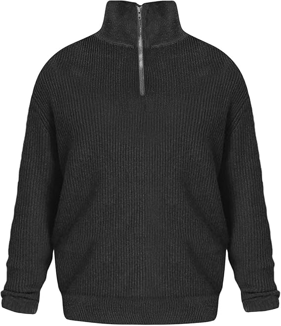 Heren Gebreide Herfst Pullover | Half-Rits, Geribbeld