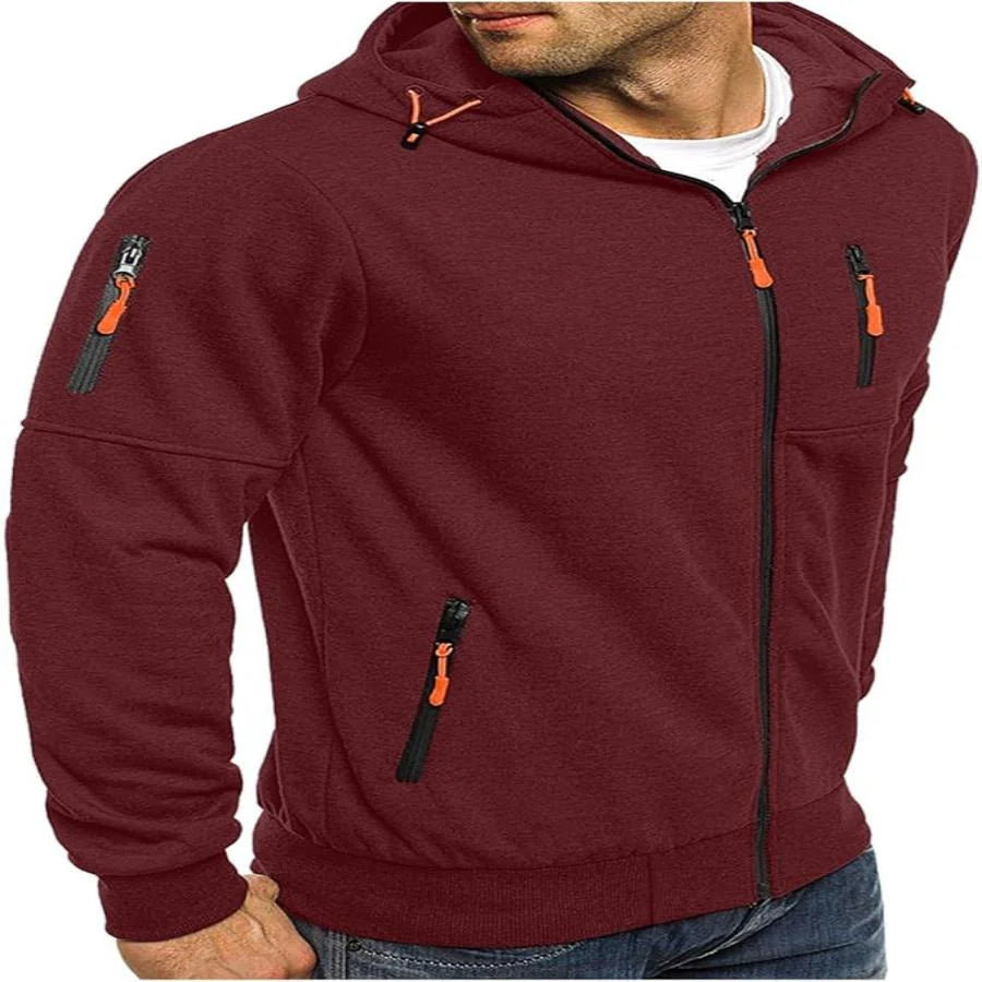 Heren sportieve hoodie met rits | Capuchon, zakken