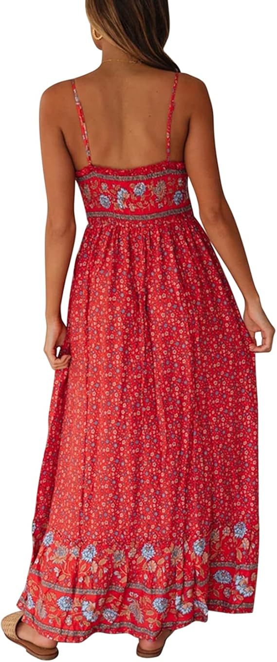 Dames Bohemien Bloemenrand Zomerjurk | Maxi