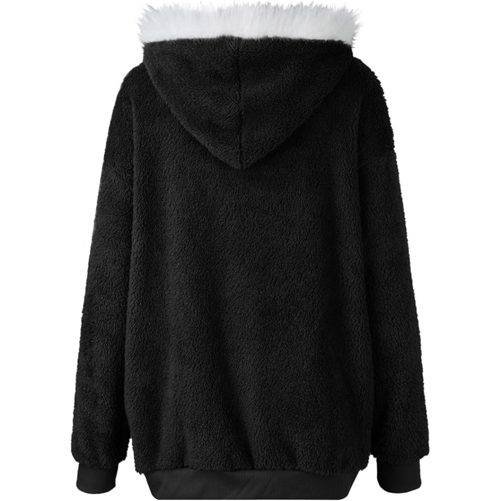 Dames Teddy Fleece Hoodie Vest | Oversized, Ritssluiting