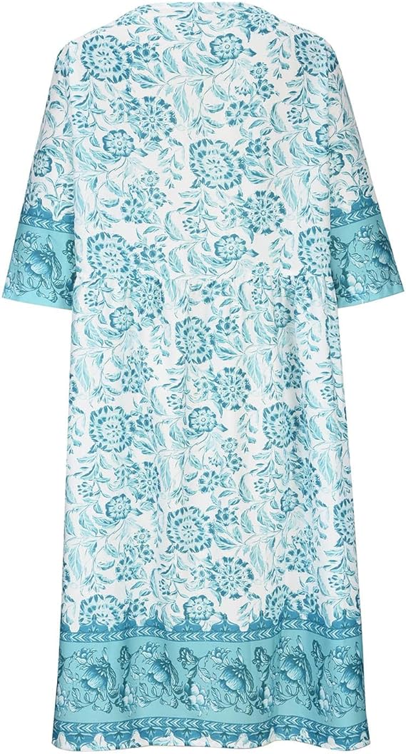 Dames Comfortabele Bloemenprint Zomerjurk | Midi