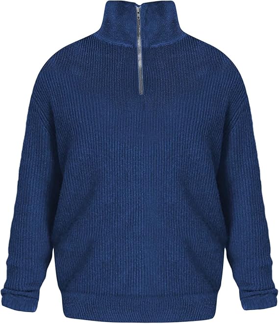 Heren Gebreide Herfst Pullover | Half-Rits, Geribbeld