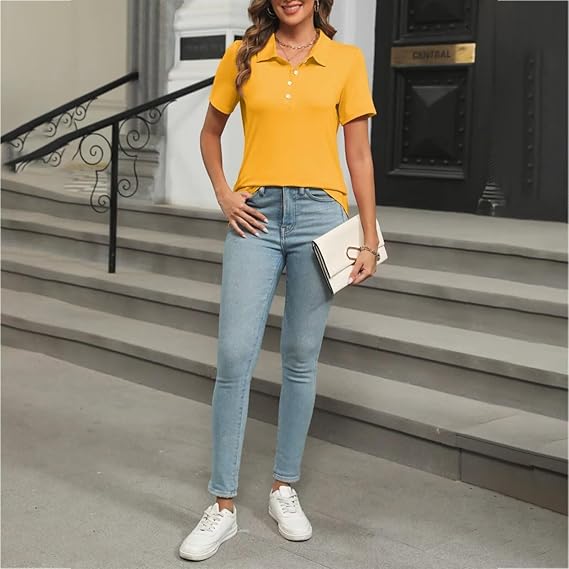 Dames Zomerse Polo T-shirt | Kortemouw, Knopenlijst