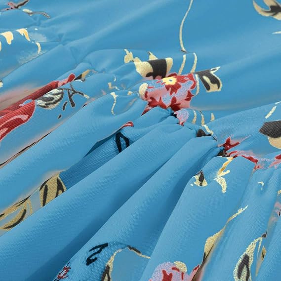 Abito estivo arioso da donna con gonna ampia e fiori | Maxi