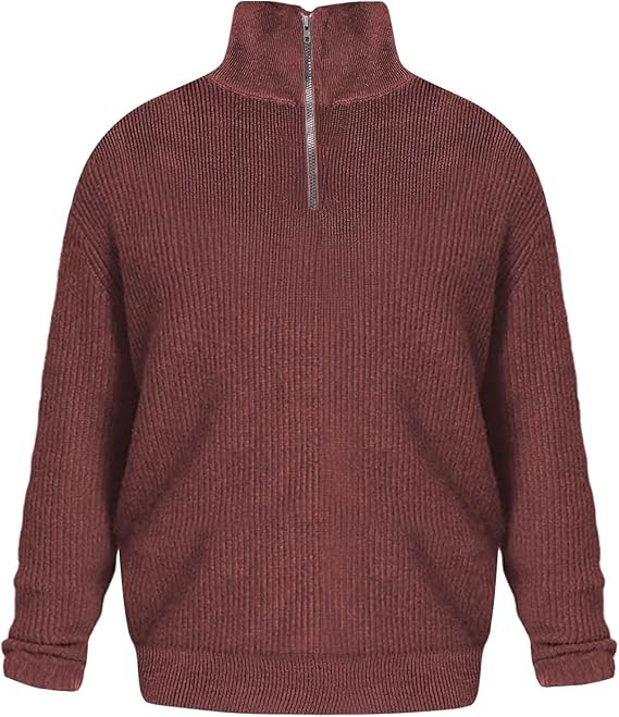 Heren Gebreide Herfst Pullover | Half-Rits, Geribbeld