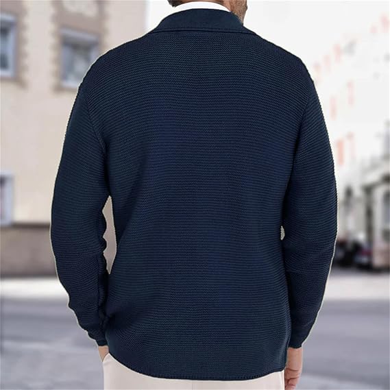 Heren Gebreide Blazer | Lang, Dubbel Knoopsluiting