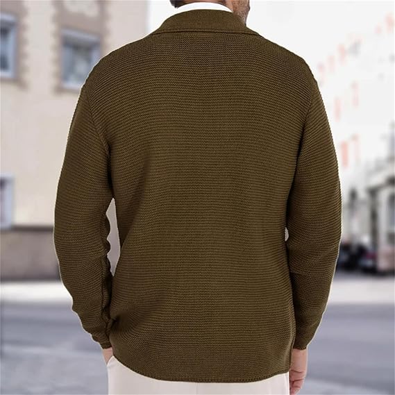 Heren Gebreide Blazer | Lang, Dubbel Knoopsluiting