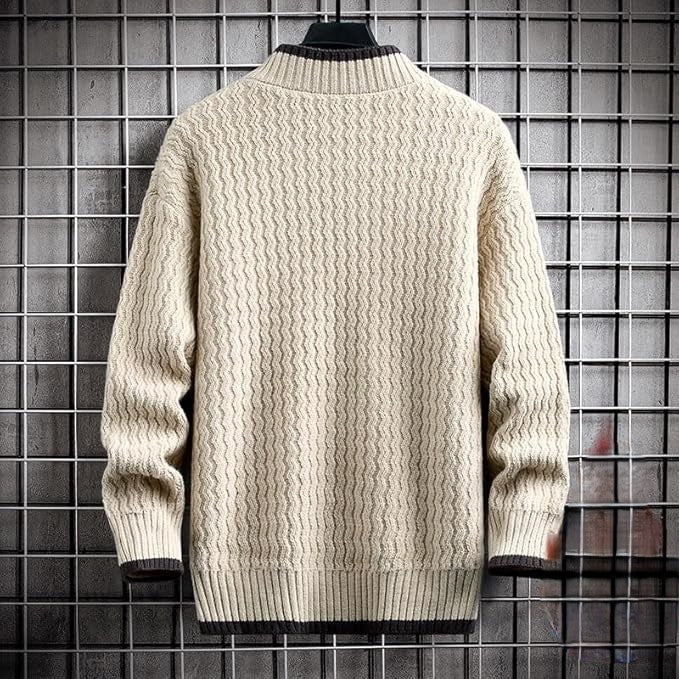 Heren Geblokte Pullover | Warme Rollkraagstijl