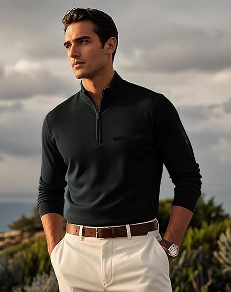 Heren Sportieve Lente Pullover | Half-Rits, Lichtgewicht