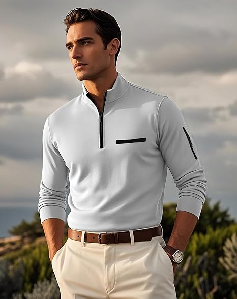 Heren Sportieve Lente Pullover | Half-Rits, Lichtgewicht