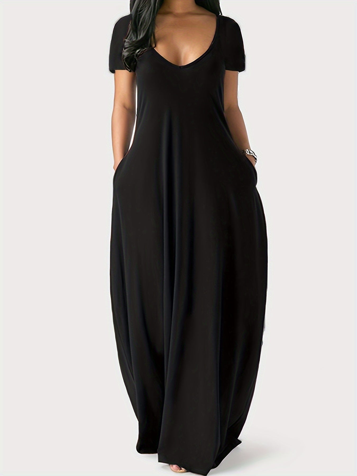 Abito estivo elegante da donna con scollo a V e leggero | Maxi