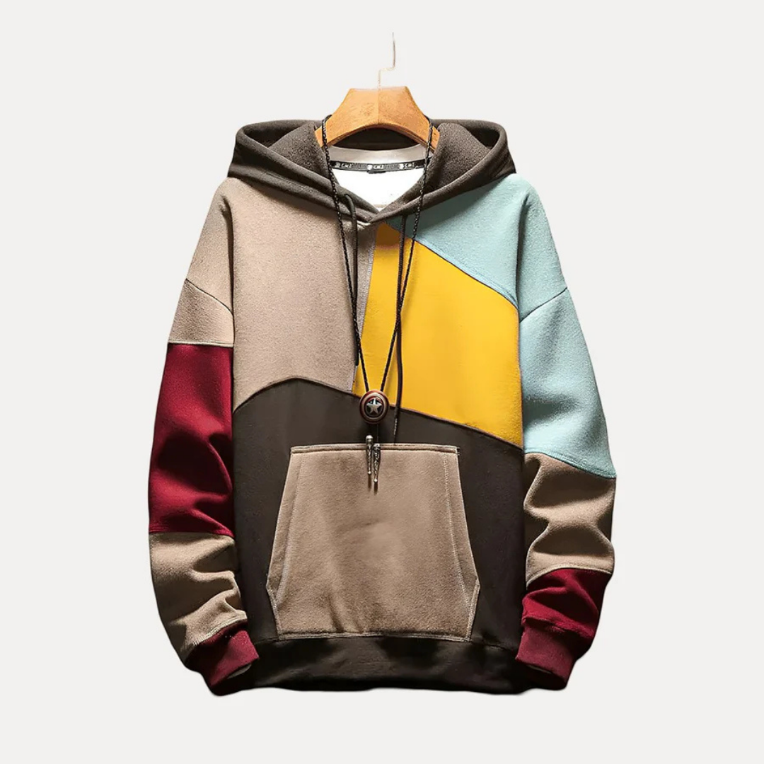 Heren Bedrukte Sweatshirts | Warme Kap in Kleurvlakkenstijl