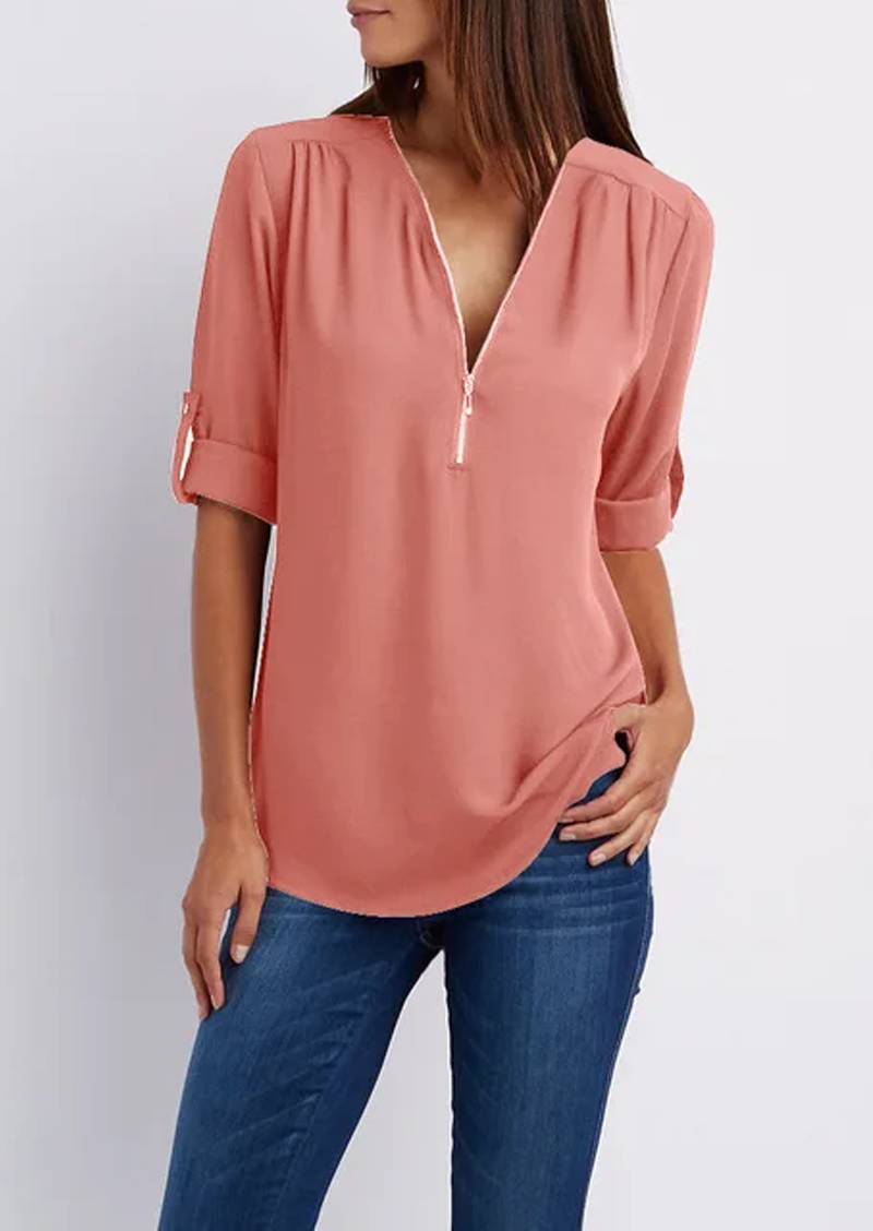 Dames Zomer Blouse | Luchtig, Ritsdetail