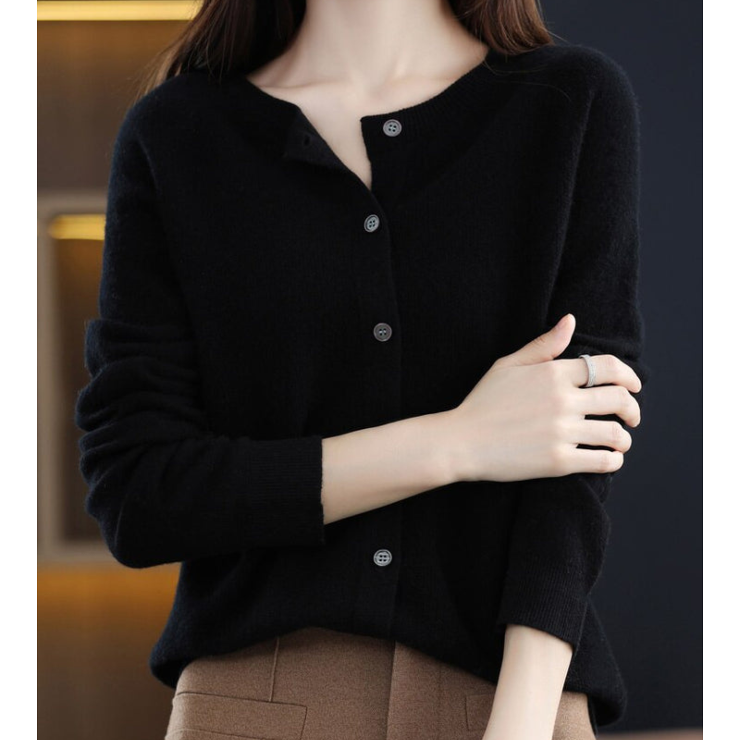 Dames Herfst Cardigan | Lang, Met Knopen