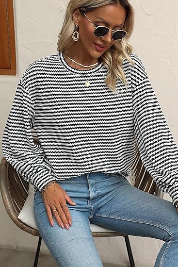 Dames Zomer Pullover | Langarm, Gestreept