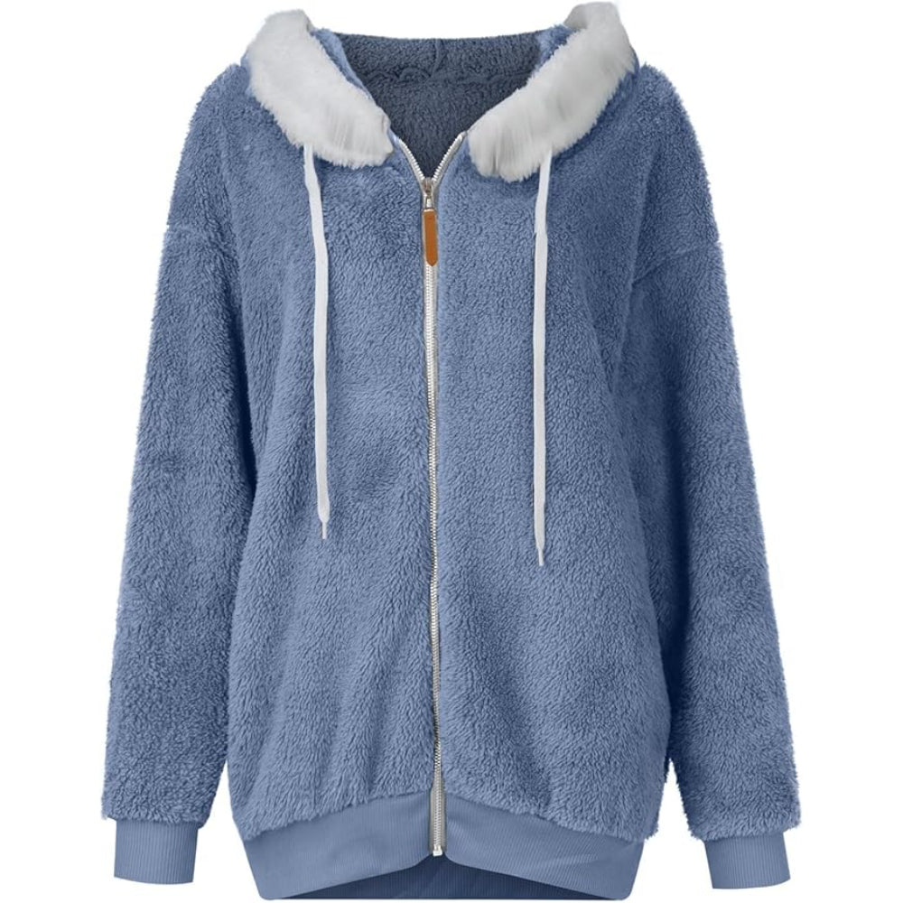 Dames Teddy Fleece Hoodie Vest | Oversized, Ritssluiting
