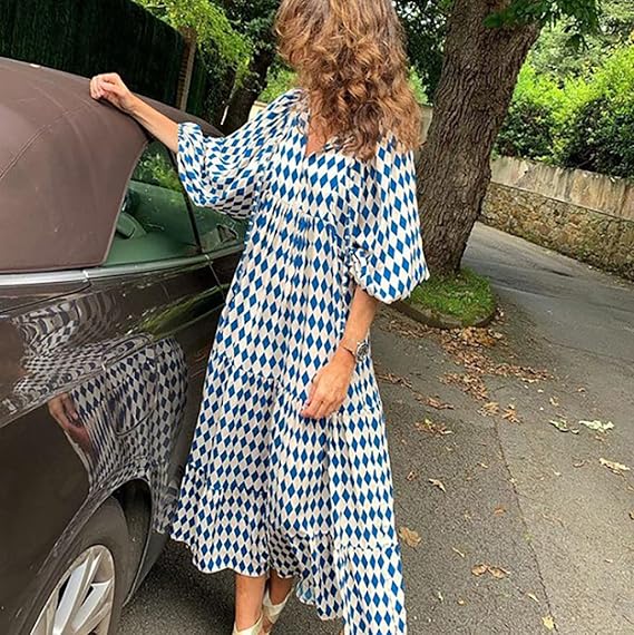 Dames Luchtige Geometrische Zomerjurk | Maxi