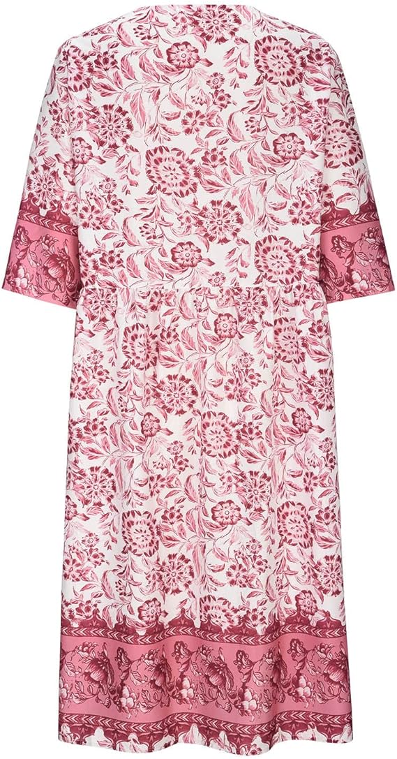Dames Comfortabele Bloemenprint Zomerjurk | Midi