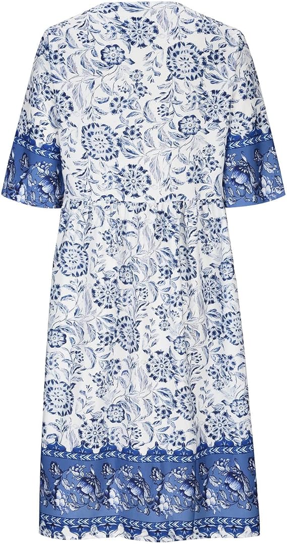 Dames Comfortabele Bloemenprint Zomerjurk | Midi