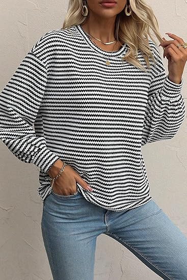 Dames Zomer Pullover | Langarm, Gestreept