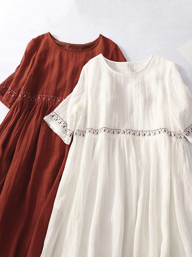 Dames Luchtige strandjurk met borduursel | Maxi
