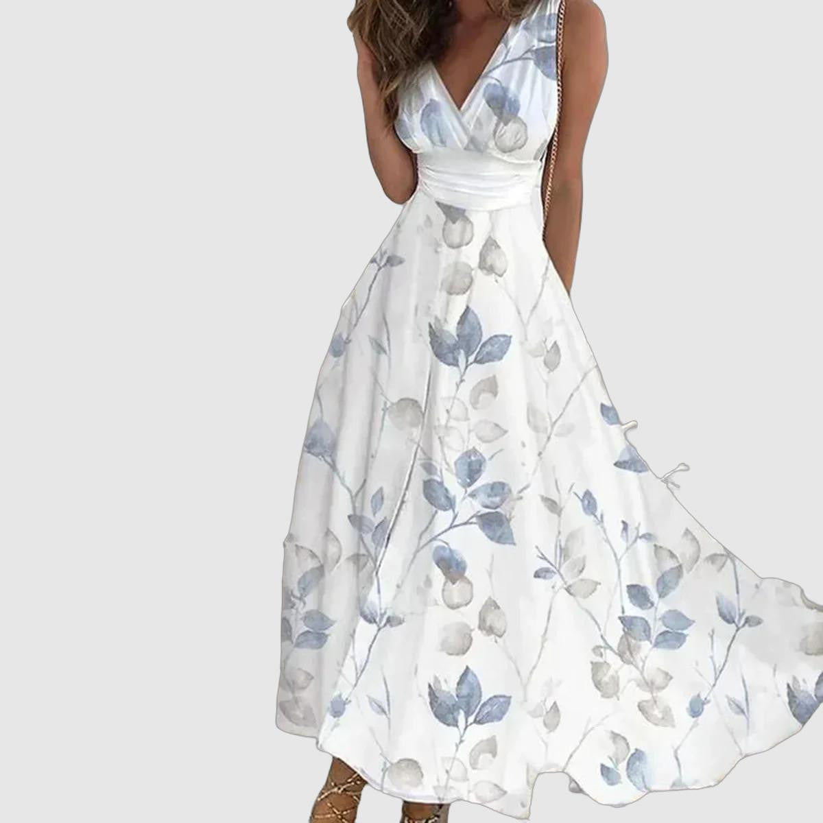 Dames Elegante V-Hals Zomerjurk | Maxi