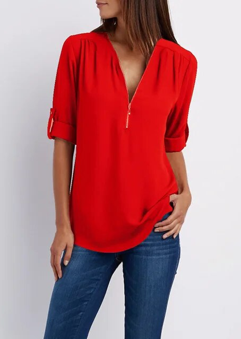 Dames Zomer Blouse | Luchtig, Ritsdetail