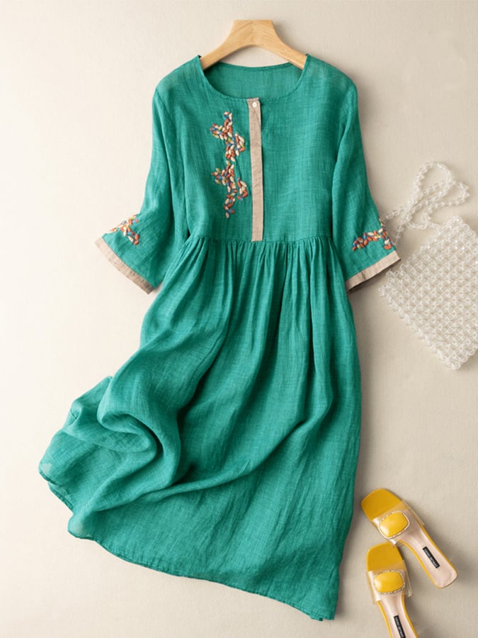 Abito Estivo Vintage in Lino per Donne | Midi