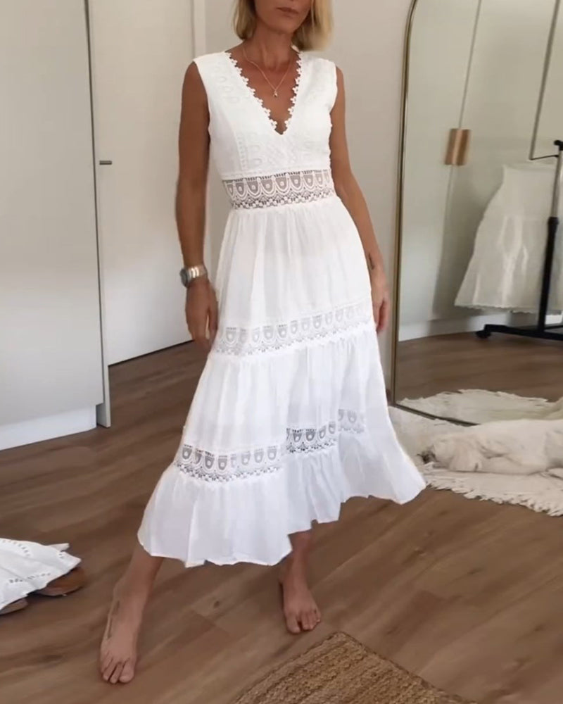 Dames Elegante Witte Zomerjurk | Maxi
