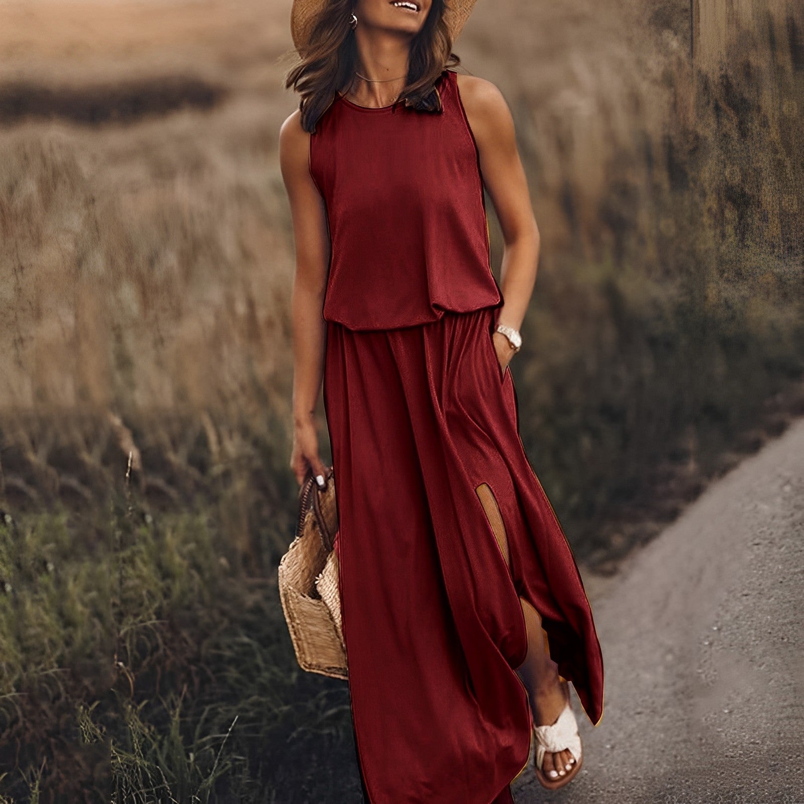 Elena | Dames elegante luchtige zomerjurk | Maxi
