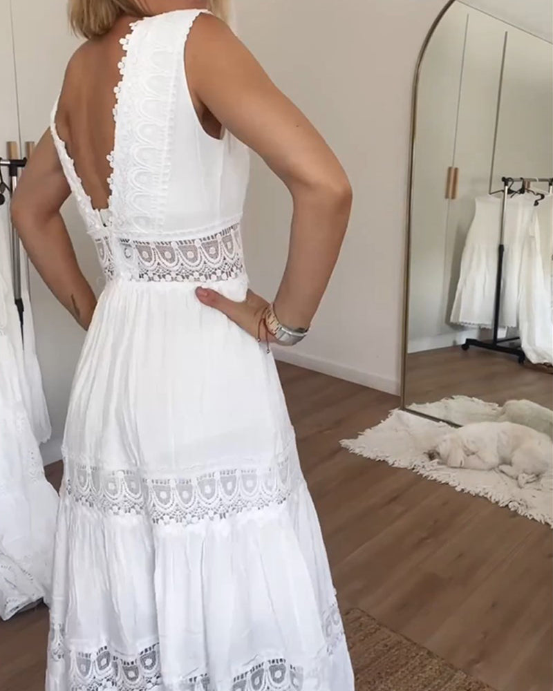Dames Elegante Witte Zomerjurk | Maxi