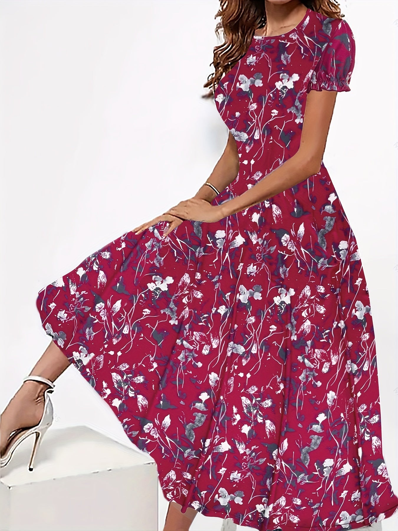 Dames Elegante zomerjurk met bloemenpatroon | Midi