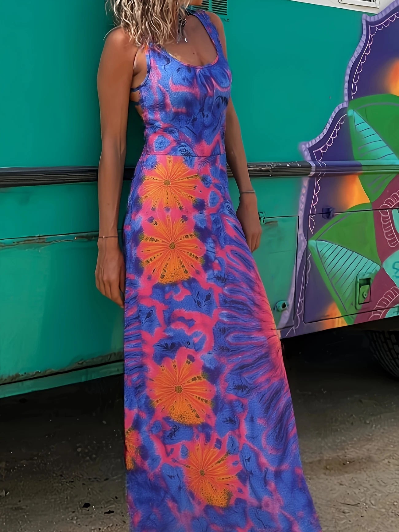 Abito estivo maxi tie-dye arioso da donna