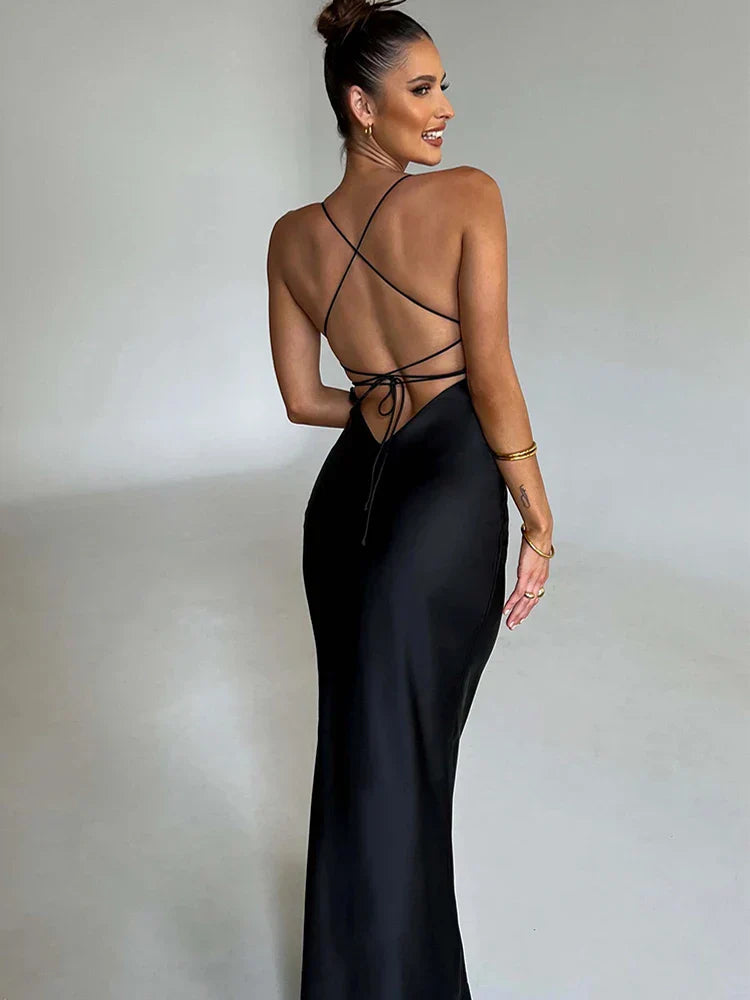 Dames Elegante Satijnen Avondjurk | Maxi