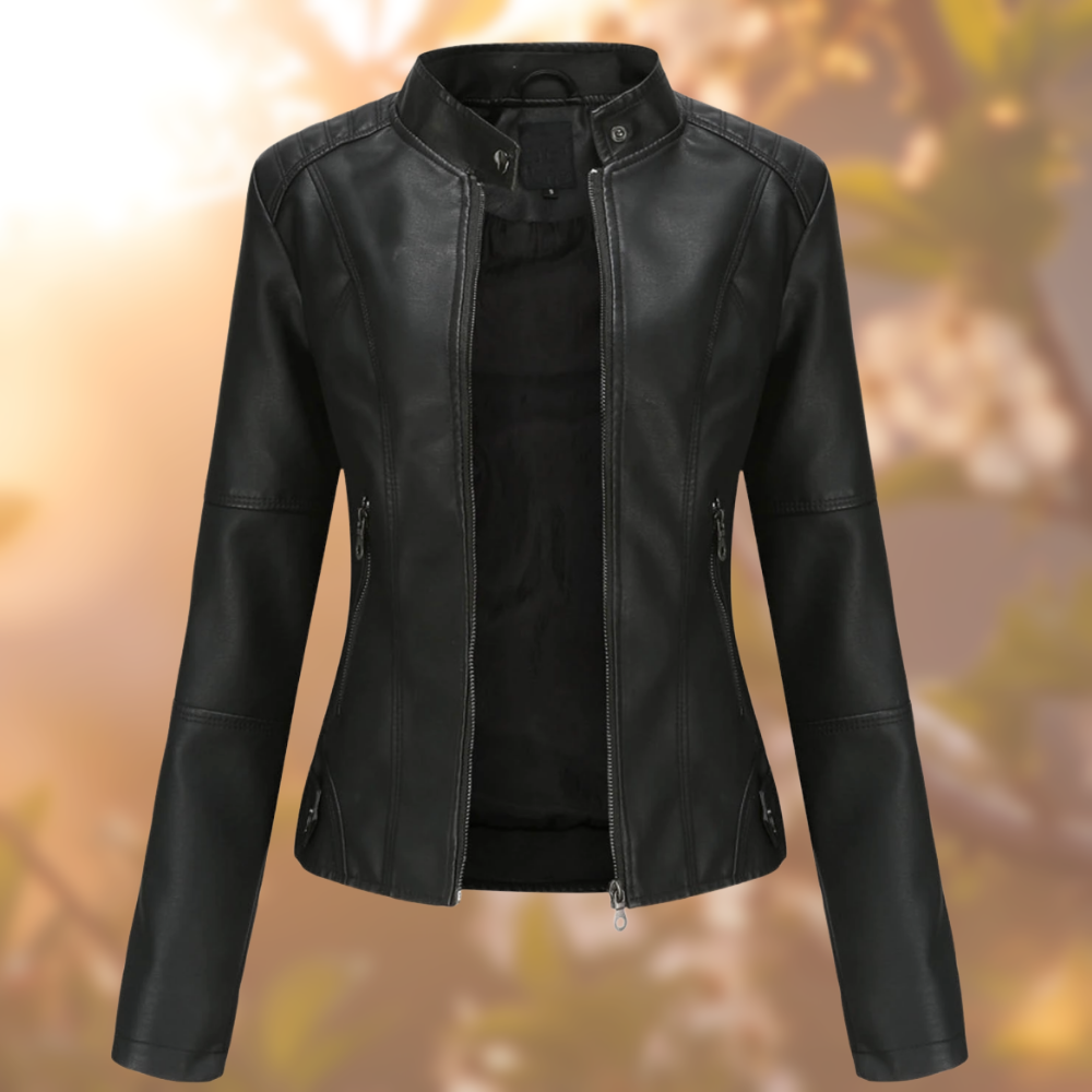 Dames Herfst Leren Jas | Kort, Met Ritszakken