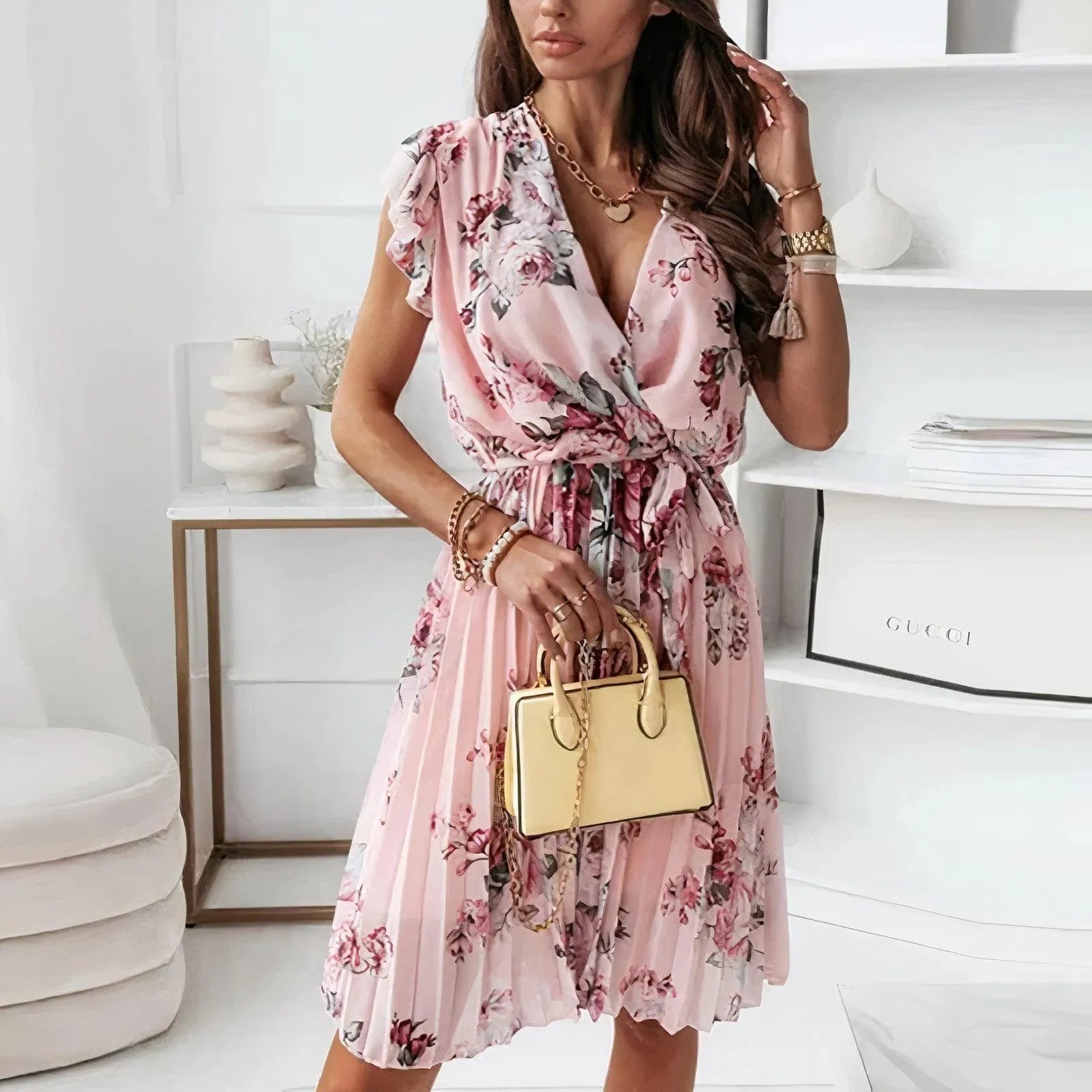Abito Estivo Midi Plissettato Elegante per Donne