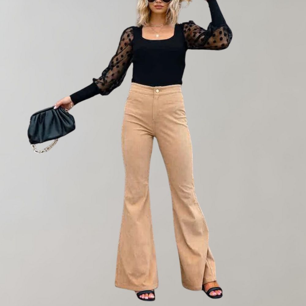Dames Herfst Corduroy Broek | Hoog, Flared