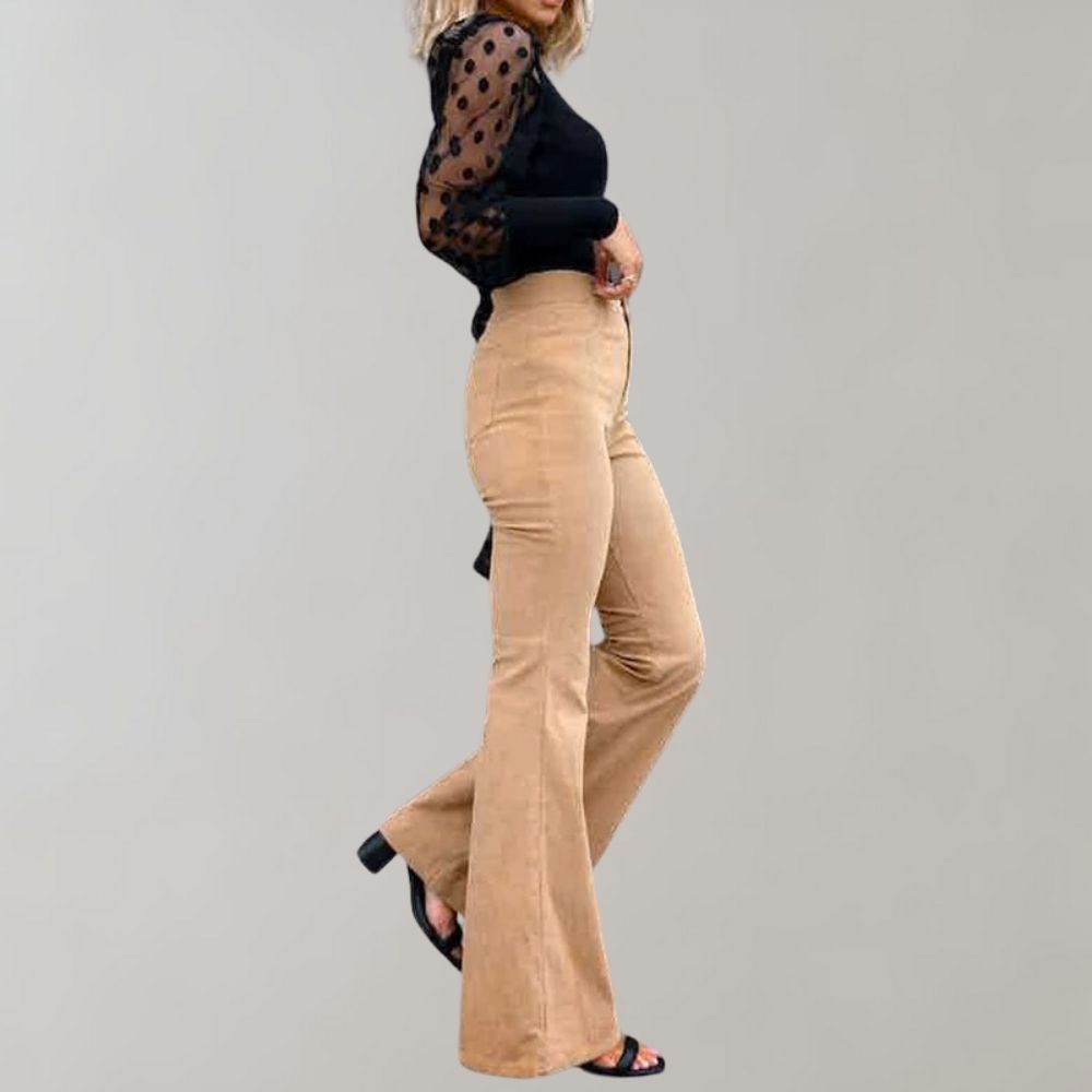 Dames Herfst Corduroy Broek | Hoog, Flared