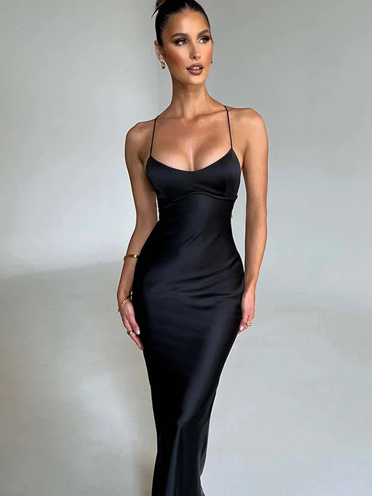 Dames Elegante Satijnen Avondjurk | Maxi