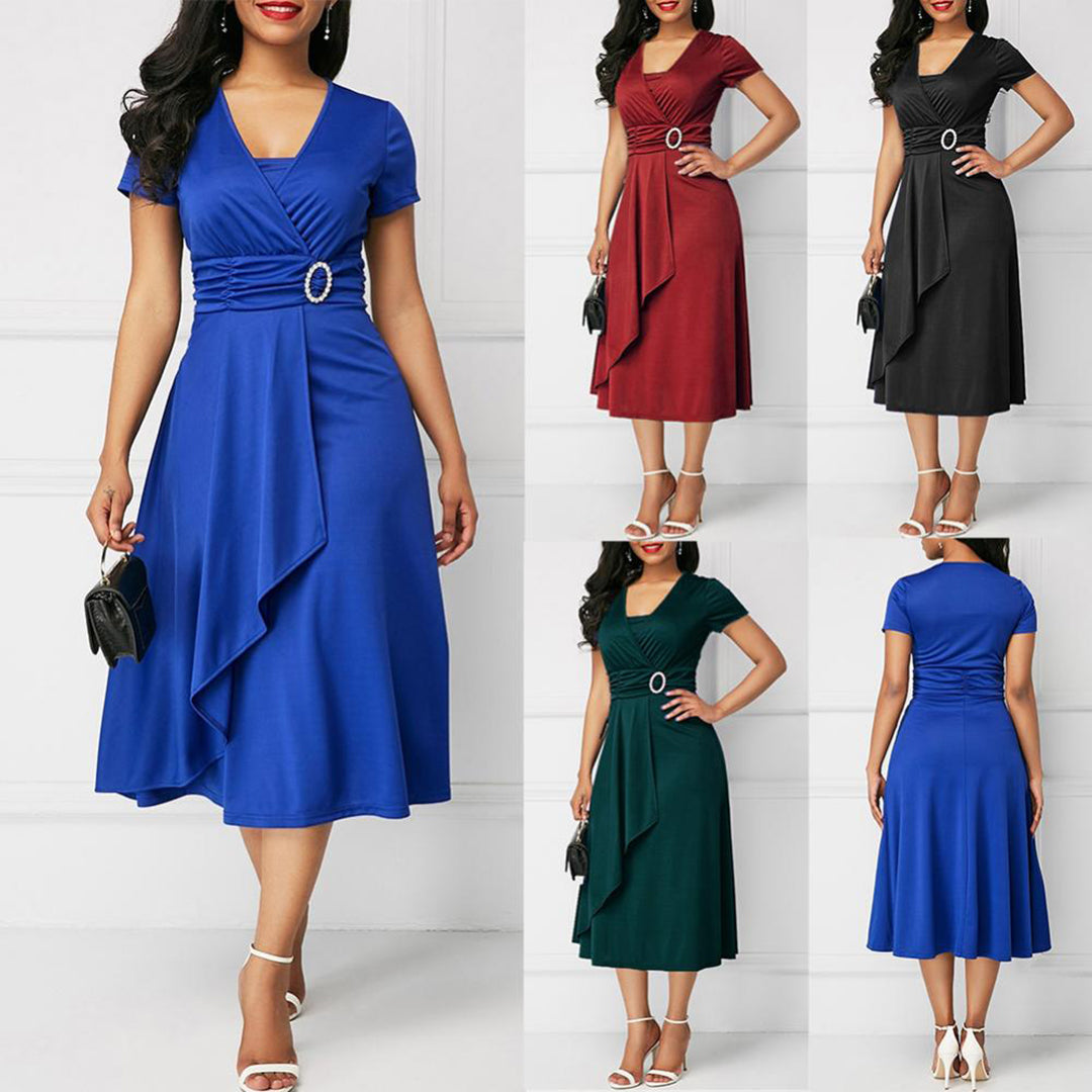 Abito avvolgente elegante da donna con cintura | Midi