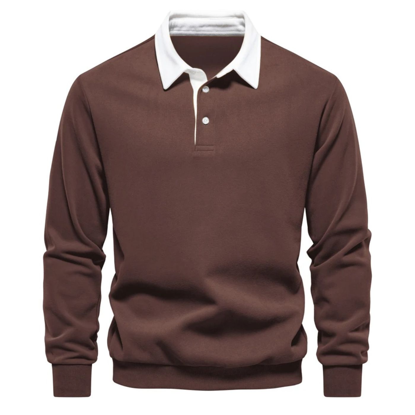 Heren Lange Warme Sweatshirt | Lang, Wit Kraag