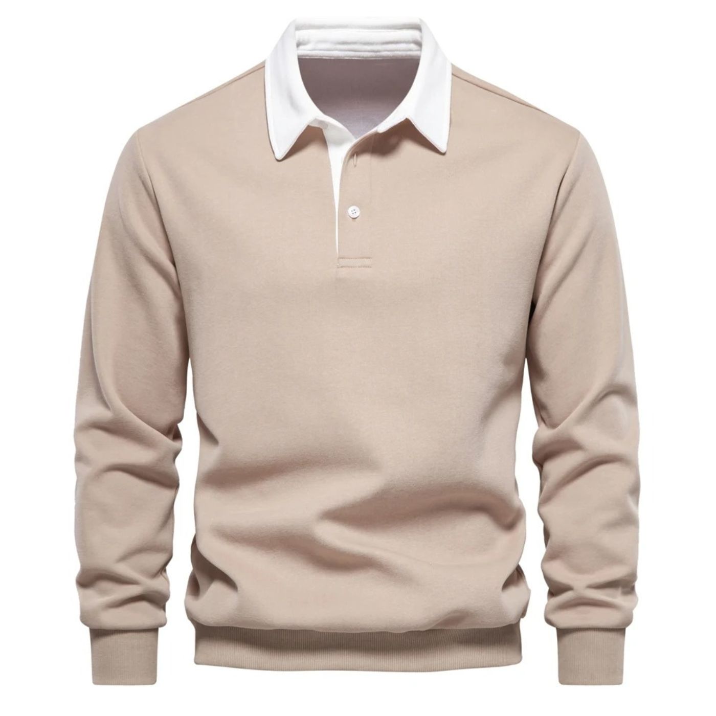 Heren Lange Warme Sweatshirt | Lang, Wit Kraag