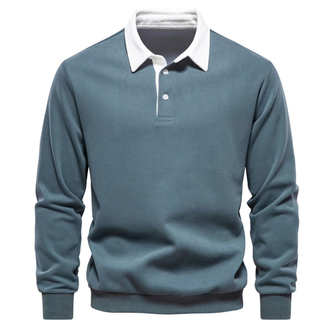Heren Lange Warme Sweatshirt | Lang, Wit Kraag