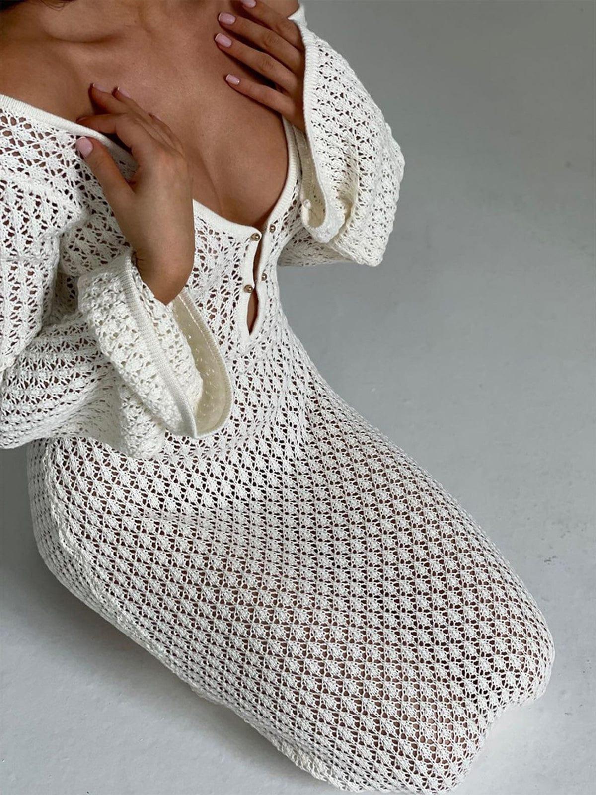 Abito estivo da donna in maglia con tessuto traforato | Maxi