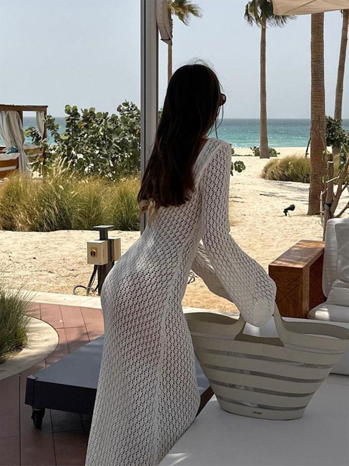Abito estivo da donna in maglia con tessuto traforato | Maxi