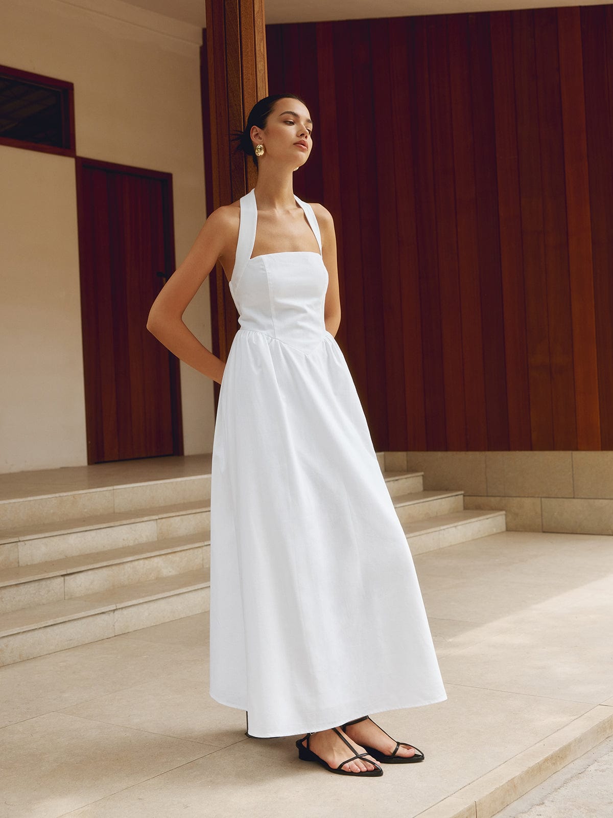 Dames Elegante avondjurk met halterhals | Maxi