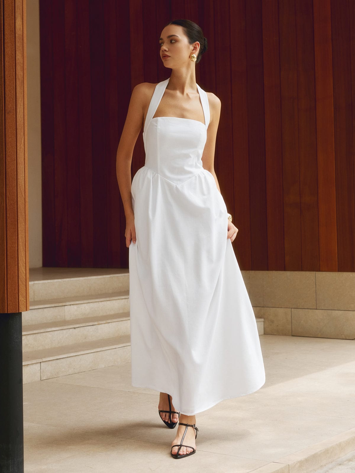 Dames Elegante avondjurk met halterhals | Maxi